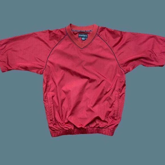 FootJoy V-Neck Red Black Golf Windbreaker Short Sleeve Men's Size Medium - Picture 1 of 10